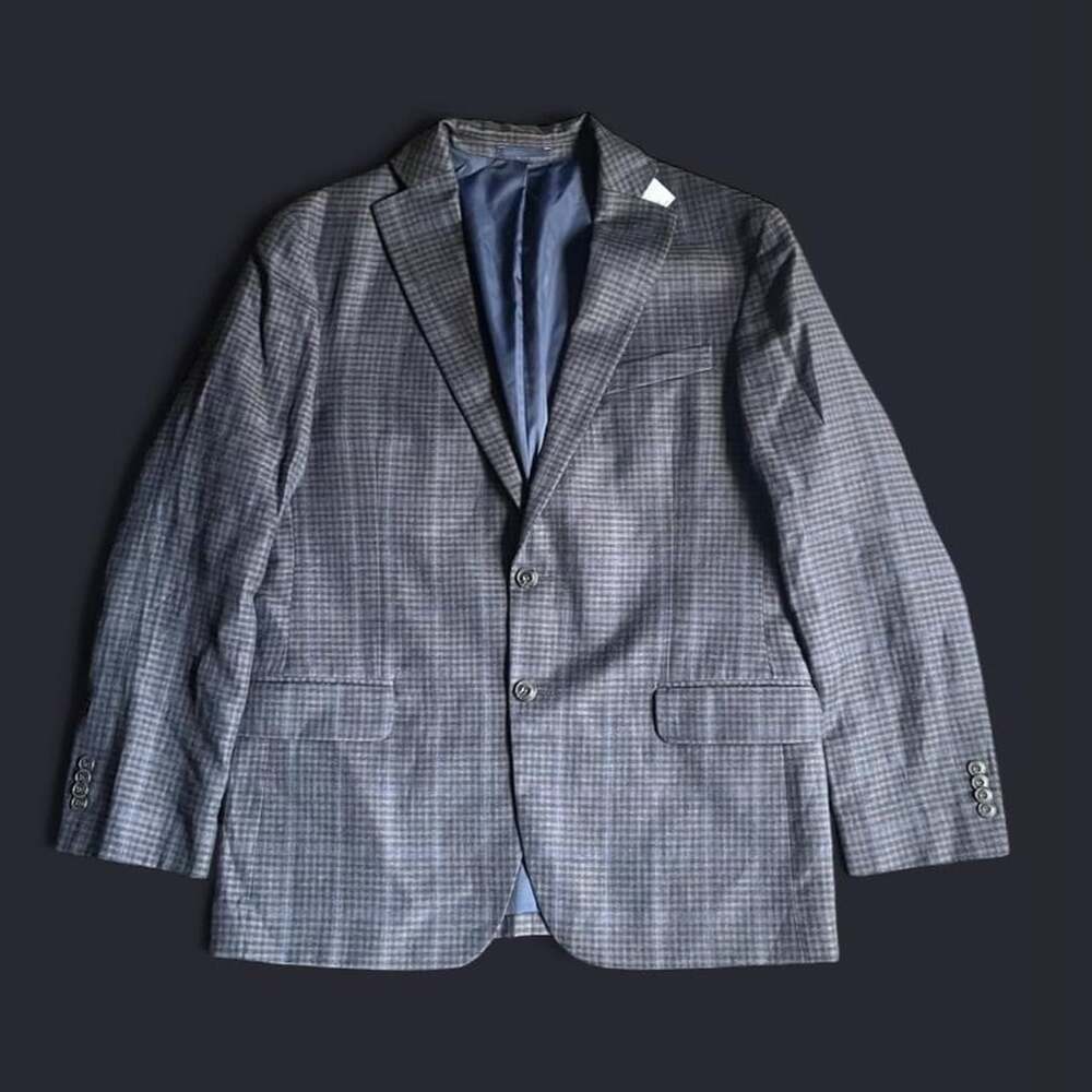Jos A Bank Blazer 42R Linen Blend Slim Fit Brrr Comfort Glen Plaid New